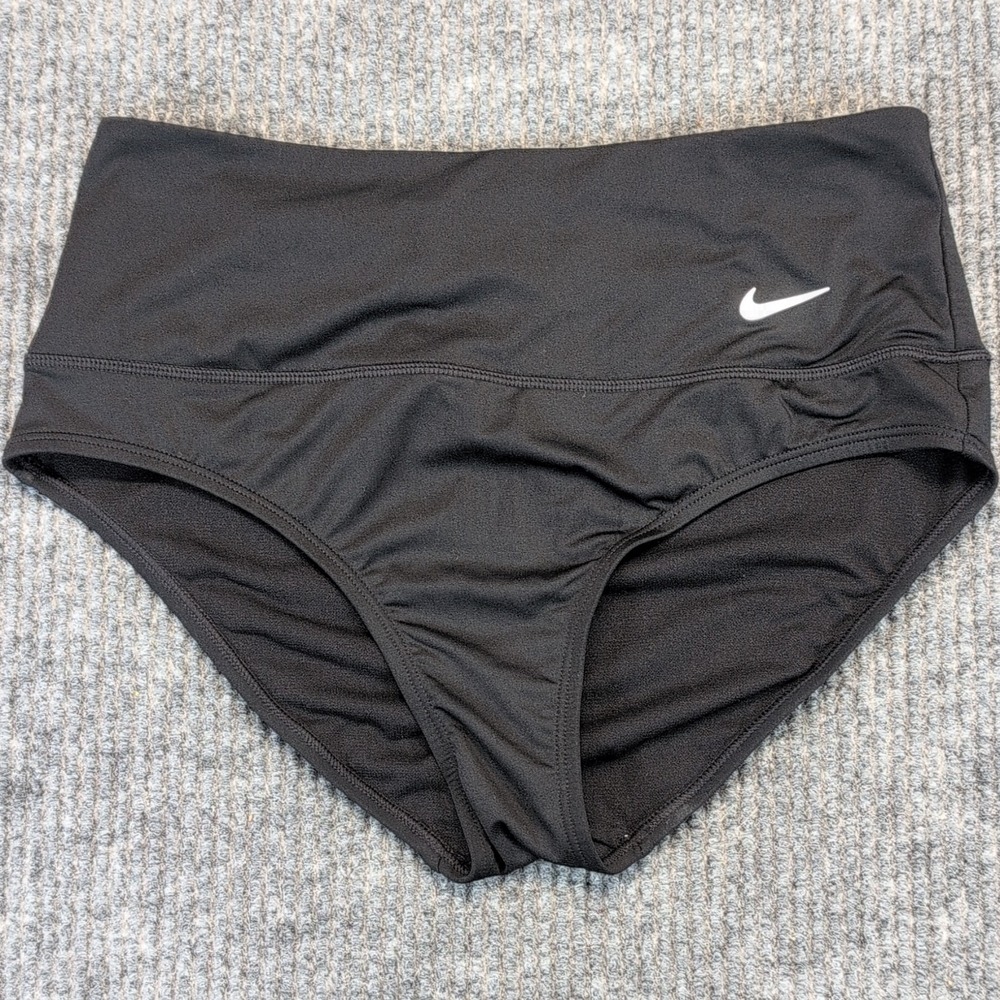 Nike Women's High-Waisted Black Swim Bottom Bikini Briefs M